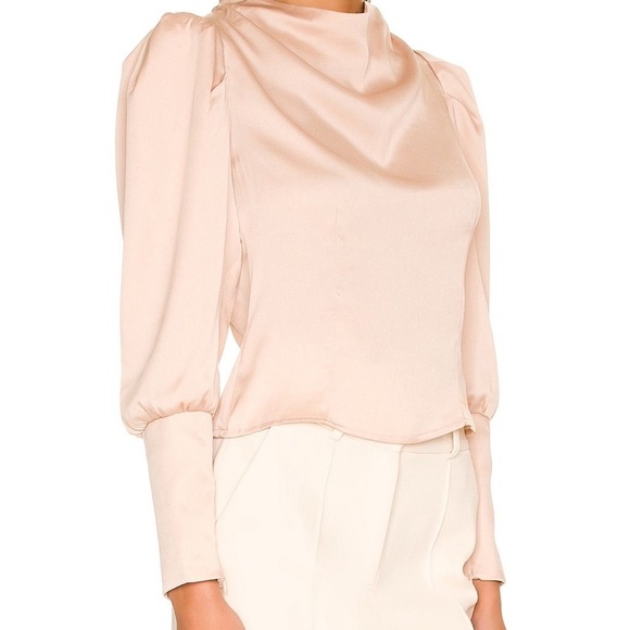 ASTR the Label Valencia Top Blush Satin Cowl Neck Blouse NWOT Size Small - Picture 2 of 5